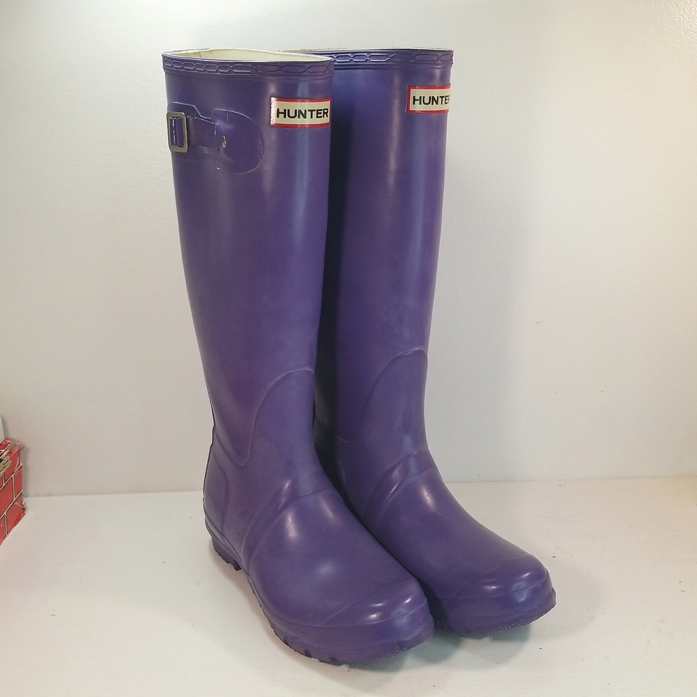 Hunter Purple Tall Rubber Rain Boots Women's Size 7 Gem